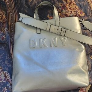 DKNY "Tilly" large Metallic Silver Tote Bag